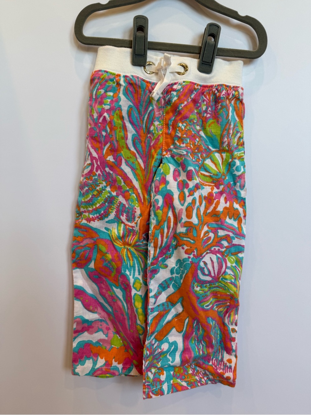 Lilly Pulitzer Pink, Orange & Turquoise Print Linen Pants
